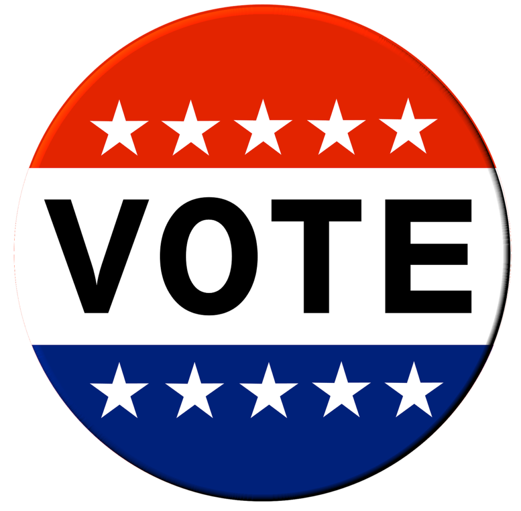 vote, button, election